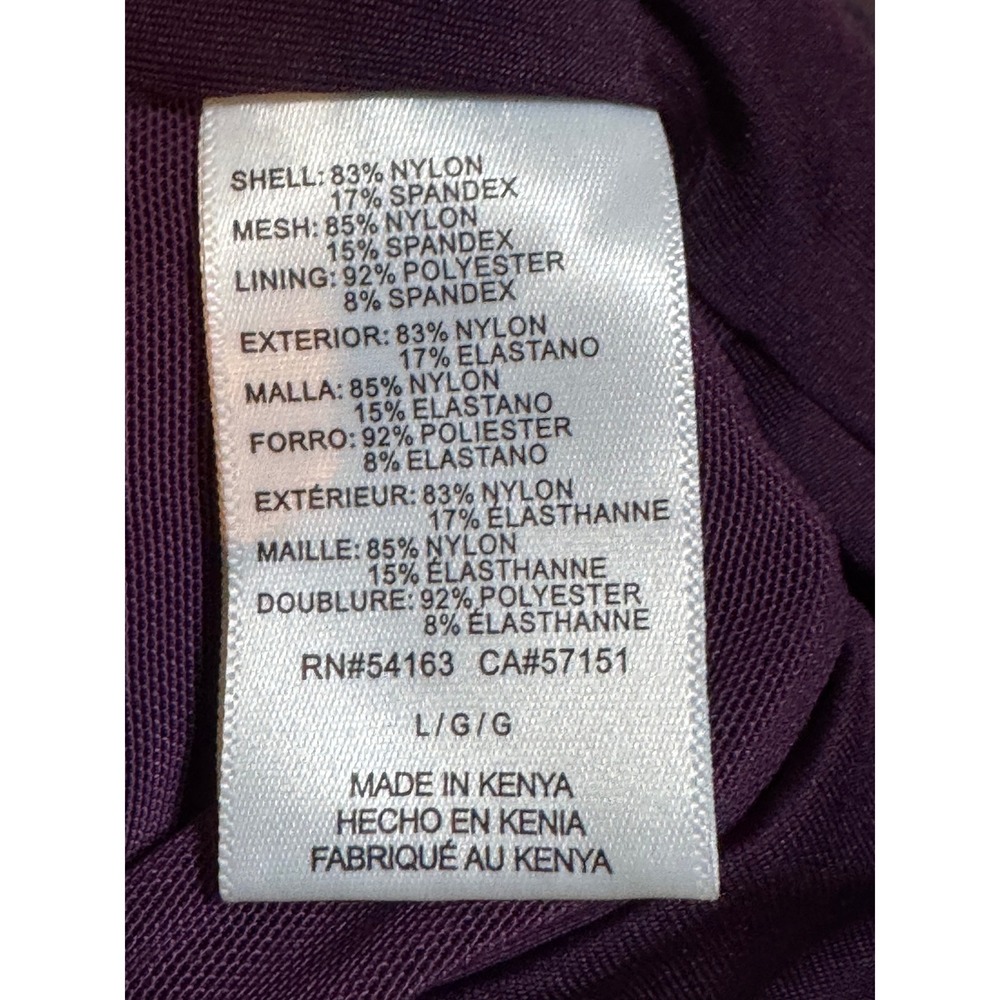 DKNY Womens Purple Ruched One‎ Piece Swimsuit Tummy Control Large NWOT - Picture 6 of 7
